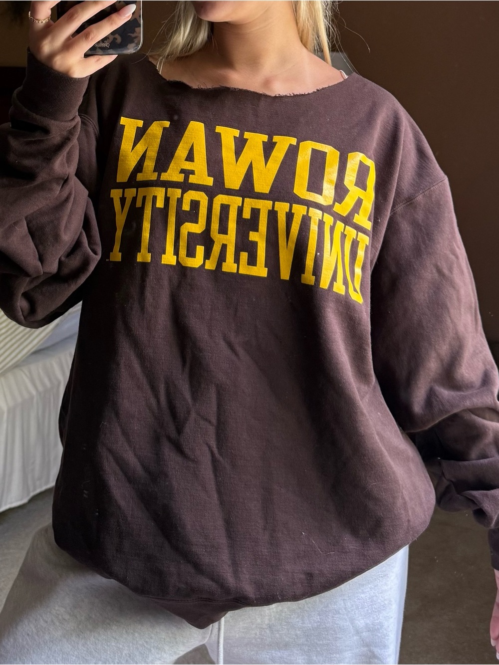 Rowan University Graphic Crewneck Sweatshirt - Brown & Yellow